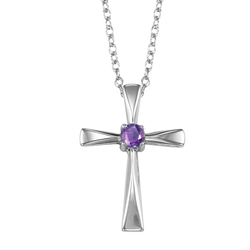 Cross Birthstone Silver Pendant