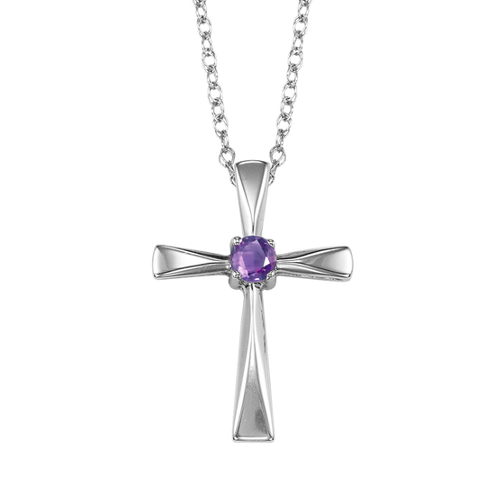 Cross Birthstone Silver Pendant