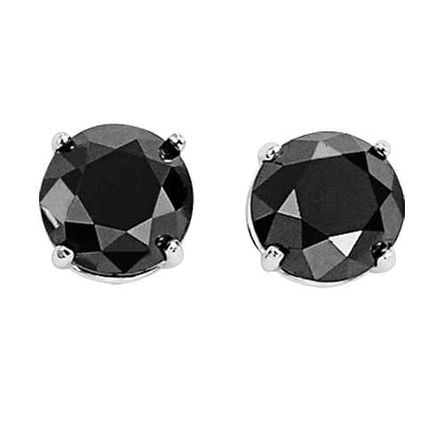 Round Black Diamond Studs